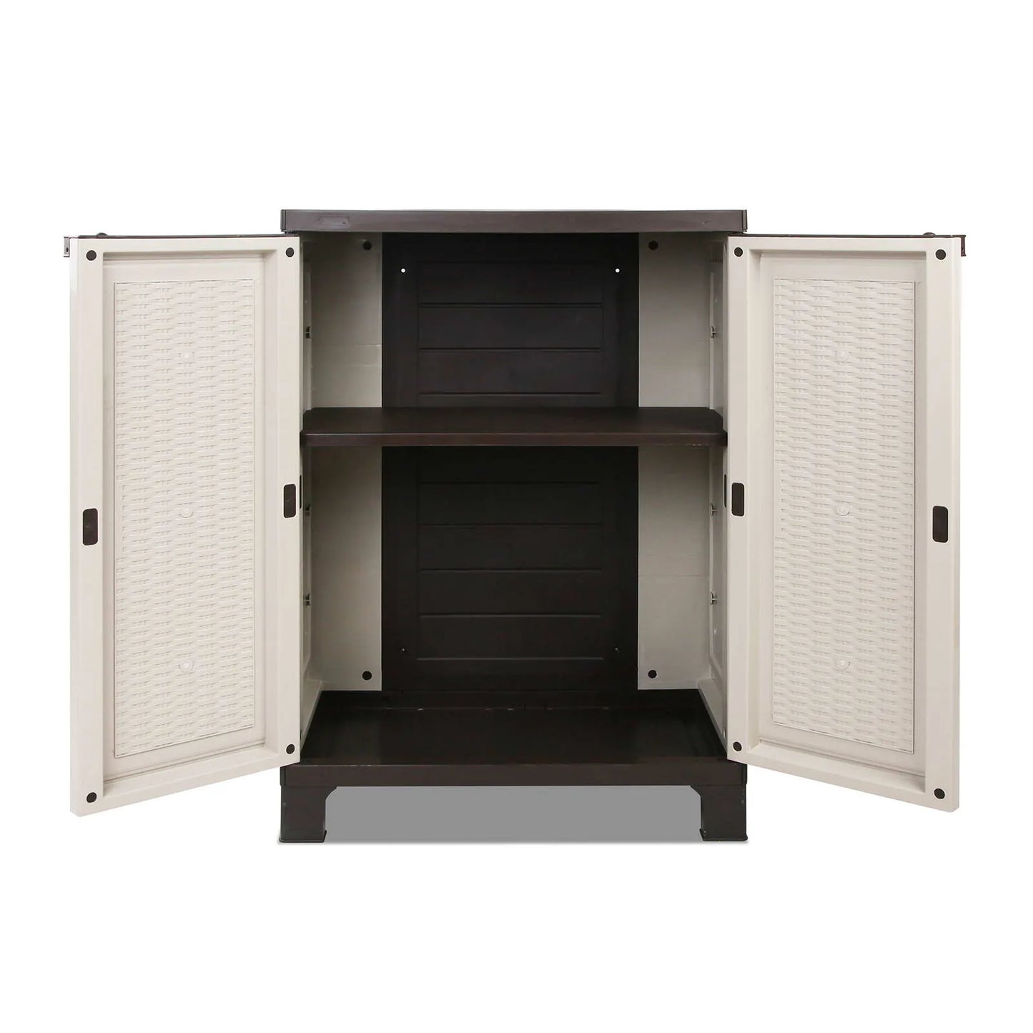 Gardeon Outdoor Storage Cabinet Box 92cm Lockable Cupboard Sheds Adjustable Rattan Beige - Image 5