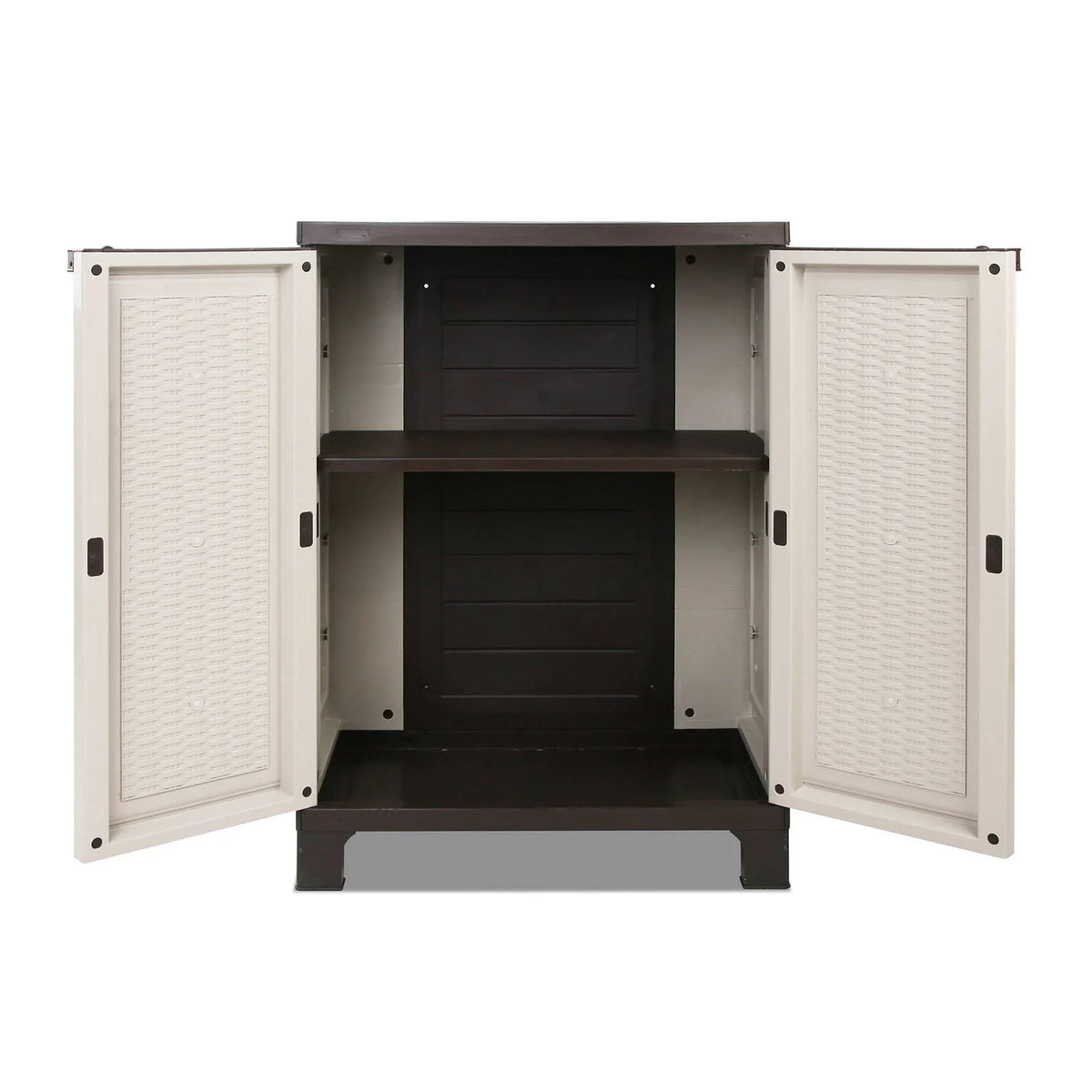 Gardeon Outdoor Storage Cabinet Box 92cm Lockable Cupboard Sheds Adjustable Rattan Beige - Image 5