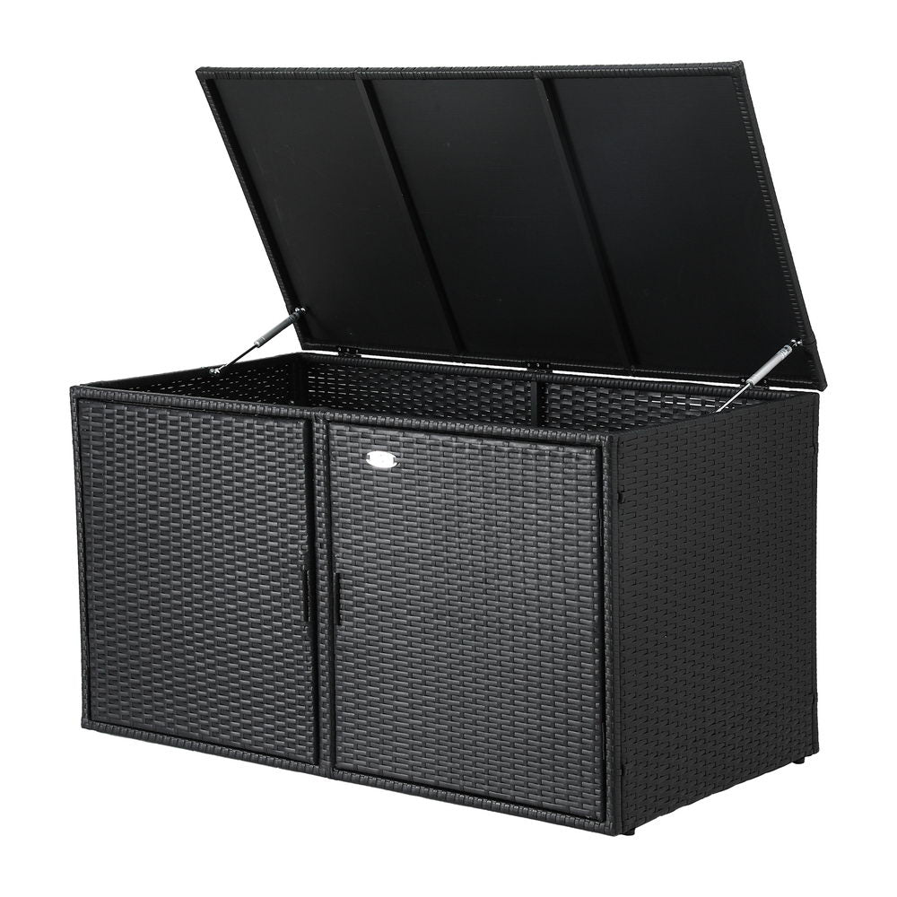 Gardeon Outdoor Storage Cabinet Box Deck Wicker Shelf Chest Garden Shed Tools Black - Image 3