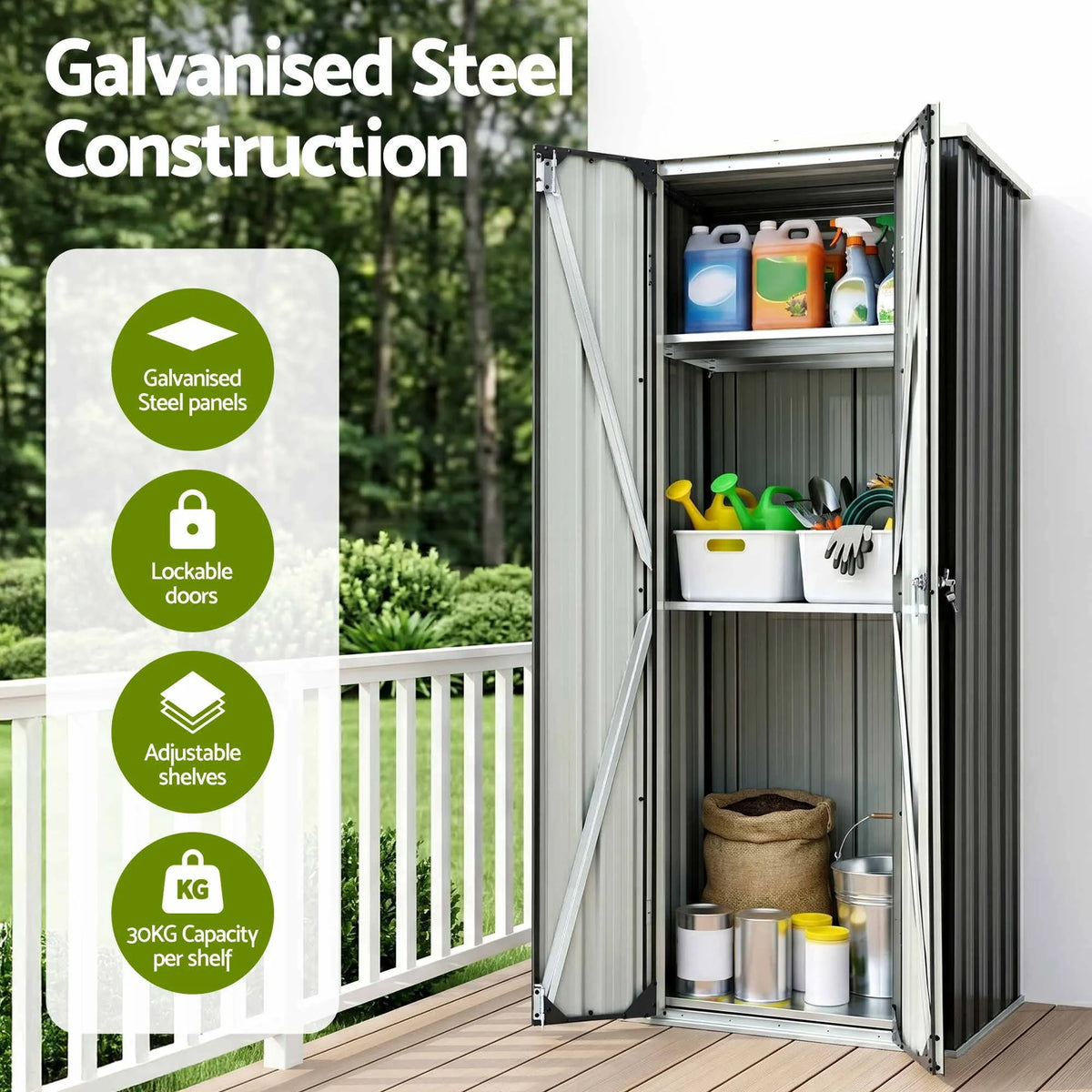 Gardeon Outdoor Storage Cabinet Garden Shed Tool Lockable Cupboard Steel Adjustable Shelves - Image 5