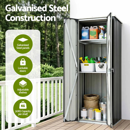 Gardeon Outdoor Storage Cabinet Garden Shed Tool Lockable Cupboard Steel Adjustable Shelves - Image 5