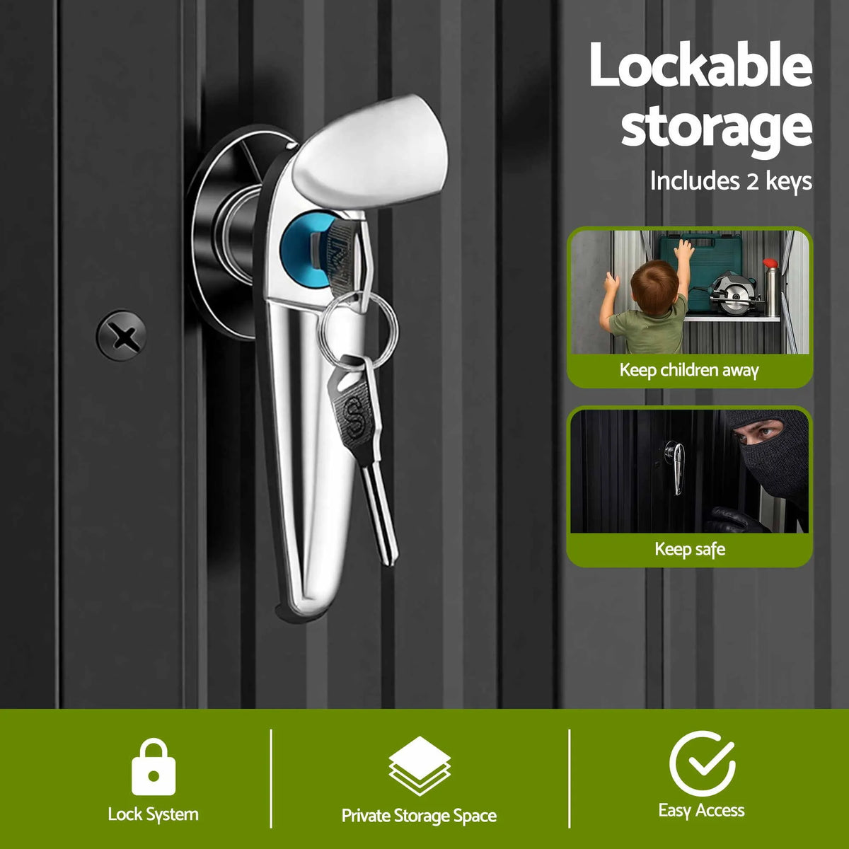 Gardeon Outdoor Storage Cabinet Garden Shed Tool Lockable Cupboard Steel Adjustable Shelves - Image 7