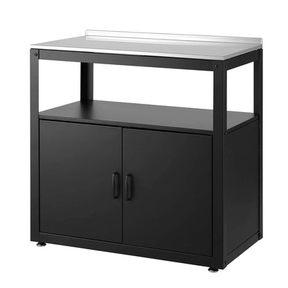 Gardeon Outdoor Storage Cabinet Garden Potting Bench Stainless Steel Table Top Black - Image 3