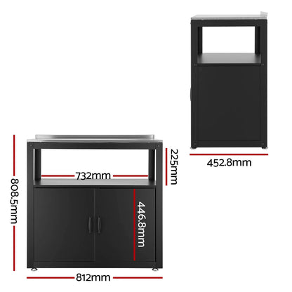 Gardeon Outdoor Storage Cabinet Garden Potting Bench Stainless Steel Table Top Black - Image 4