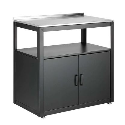 Gardeon Outdoor Storage Cabinet Garden Potting Bench Stainless Steel Table Top Black - Image 5