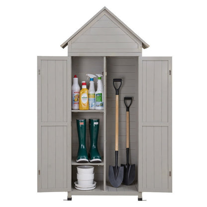 Gardeon Outdoor Storage Cabinet Cupboard Lockable Tool Organizer Shed Adjustable Grey - Image 5