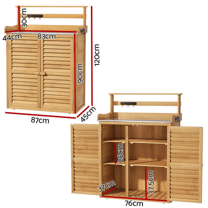 Gardeon Outdoor Storage Cabinet Box Potting Bench Table Shelf Chest Garden Shed - Image 2