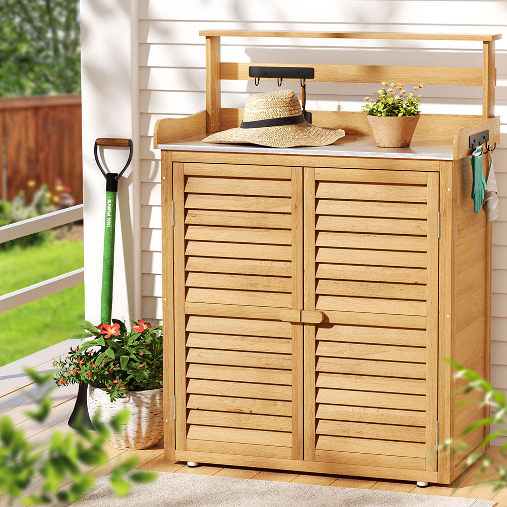 Gardeon Outdoor Storage Cabinet Box Potting Bench Table Shelf Chest Garden Shed - Image 5