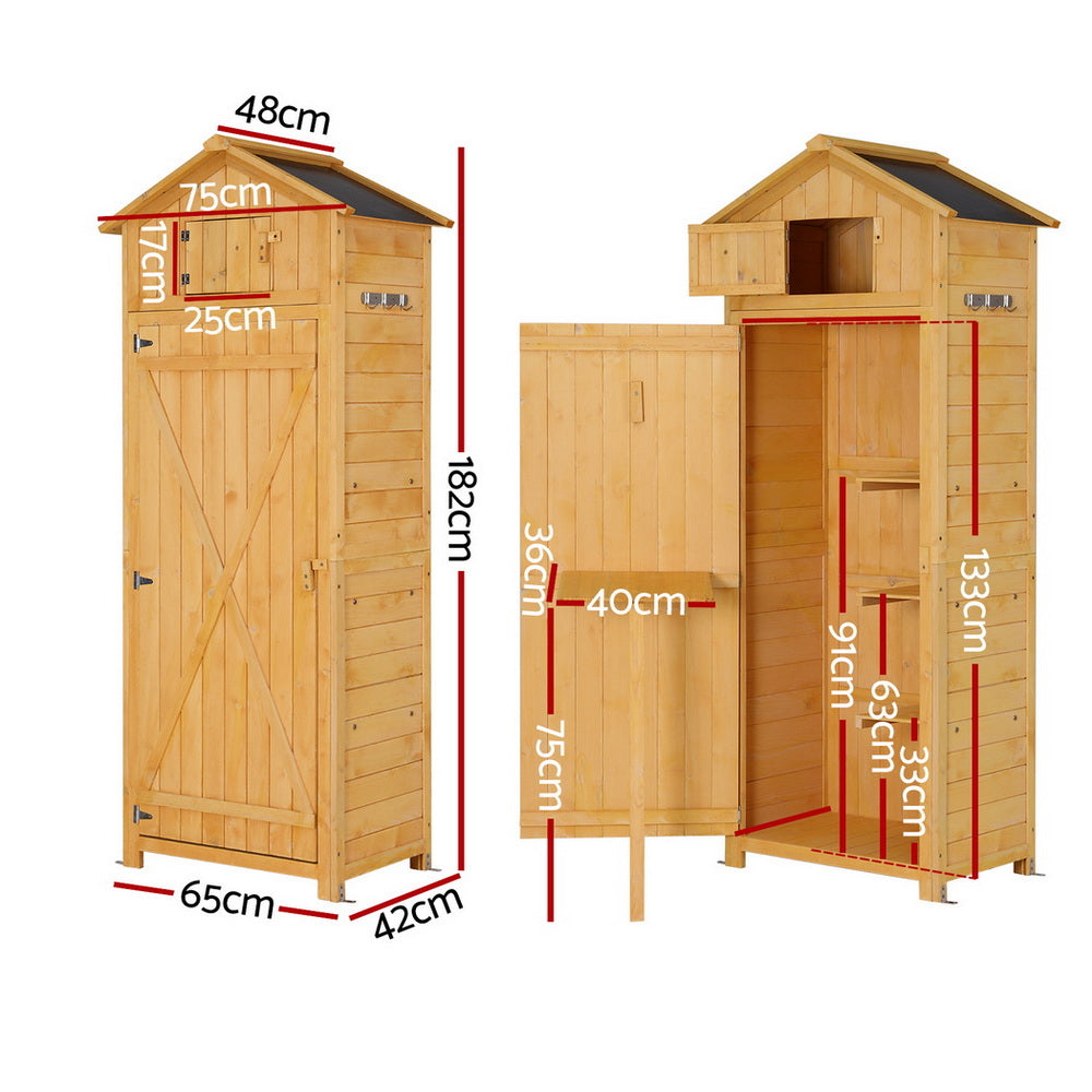 Gardeon Outdoor Storage Cabinet Cupboard Folding Table Tool Organizer Shed Adjustable - Image 4