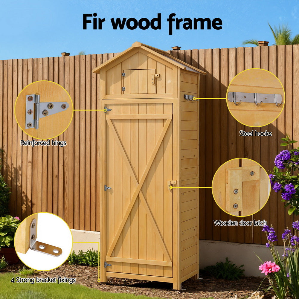 Gardeon Outdoor Storage Cabinet Cupboard Folding Table Tool Organizer Shed Adjustable - Image 6