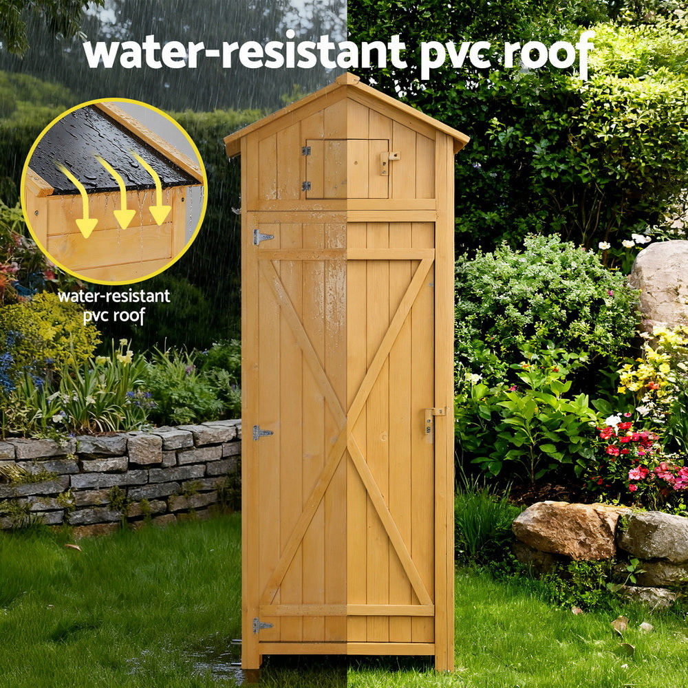 Gardeon Outdoor Storage Cabinet Cupboard Folding Table Tool Organizer Shed Adjustable - Image 8