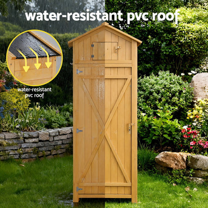 Gardeon Outdoor Storage Cabinet Cupboard Folding Table Tool Organizer Shed Adjustable - Image 8