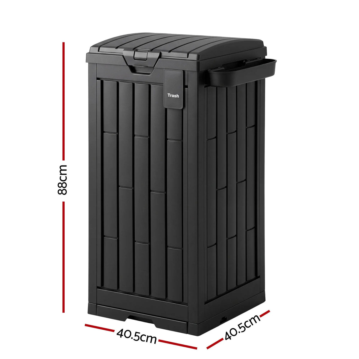 Gardeon Outdoor Trash Cans Polypropylene Patio Hideaway Bin 110L Black - Image 2
