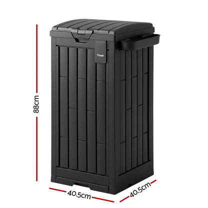 Gardeon Outdoor Trash Cans Polypropylene Patio Hideaway Bin 110L Black - Image 2