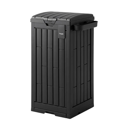Gardeon Outdoor Trash Cans Polypropylene Patio Hideaway Bin 110L Black - Image 9