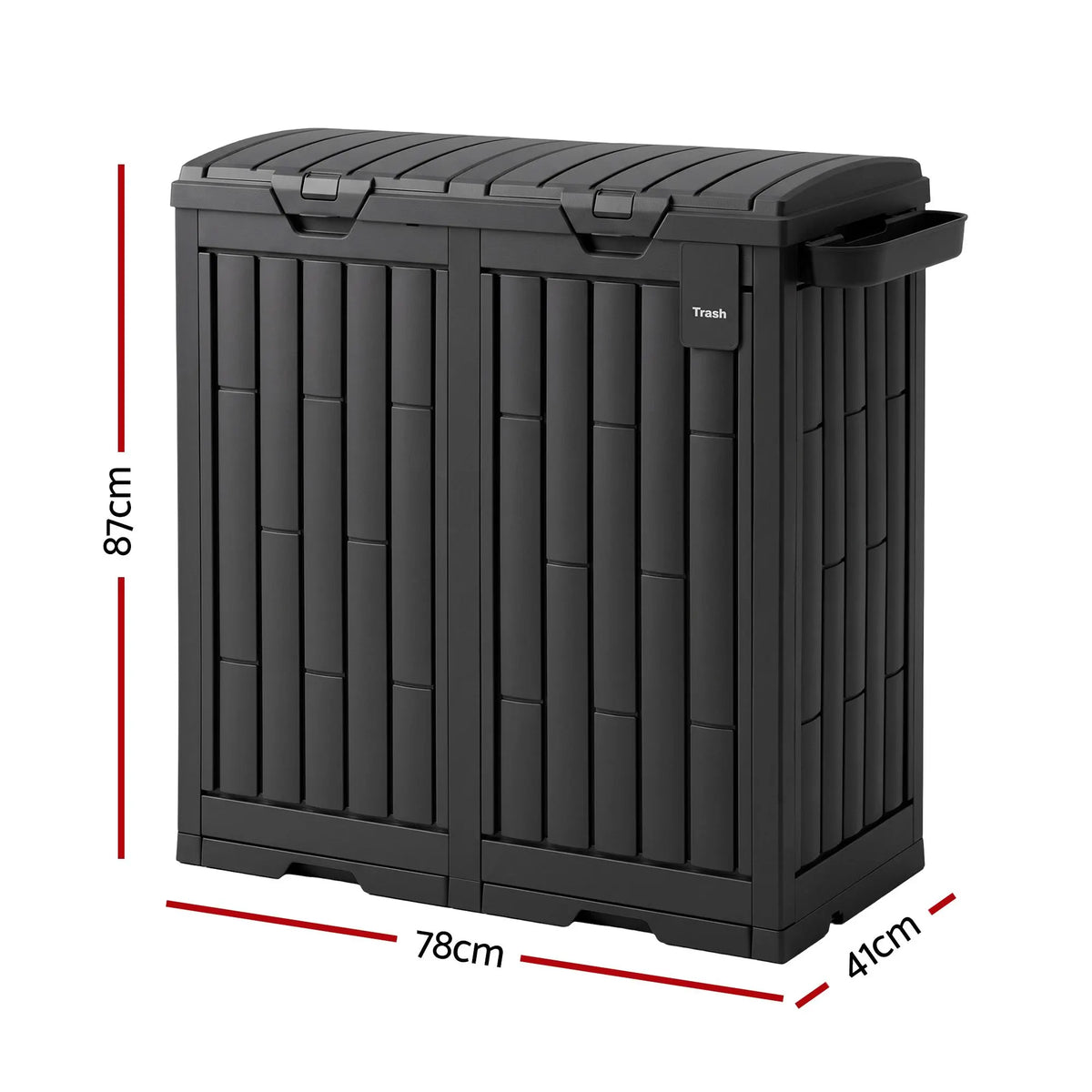 Gardeon Outdoor Trash Cans Dual Compartment Trash Can 220L Black - Image 2