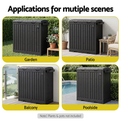 Gardeon Outdoor Trash Cans Dual Compartment Trash Can 220L Black - Image 7