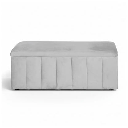 Artiss Storage Ottoman Blanket Box Velvet Grey 103cm - Image 3
