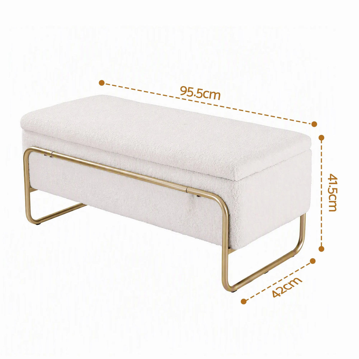 Artiss Storage Ottoman Boucle Padded Seat Footrest Hidden Storage Cream White - Image 3