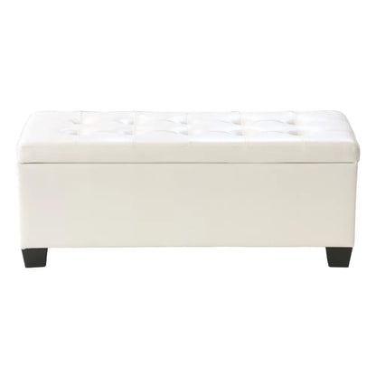 Artiss Storage Ottoman Blanket Box 97cm Leather White - Image 3