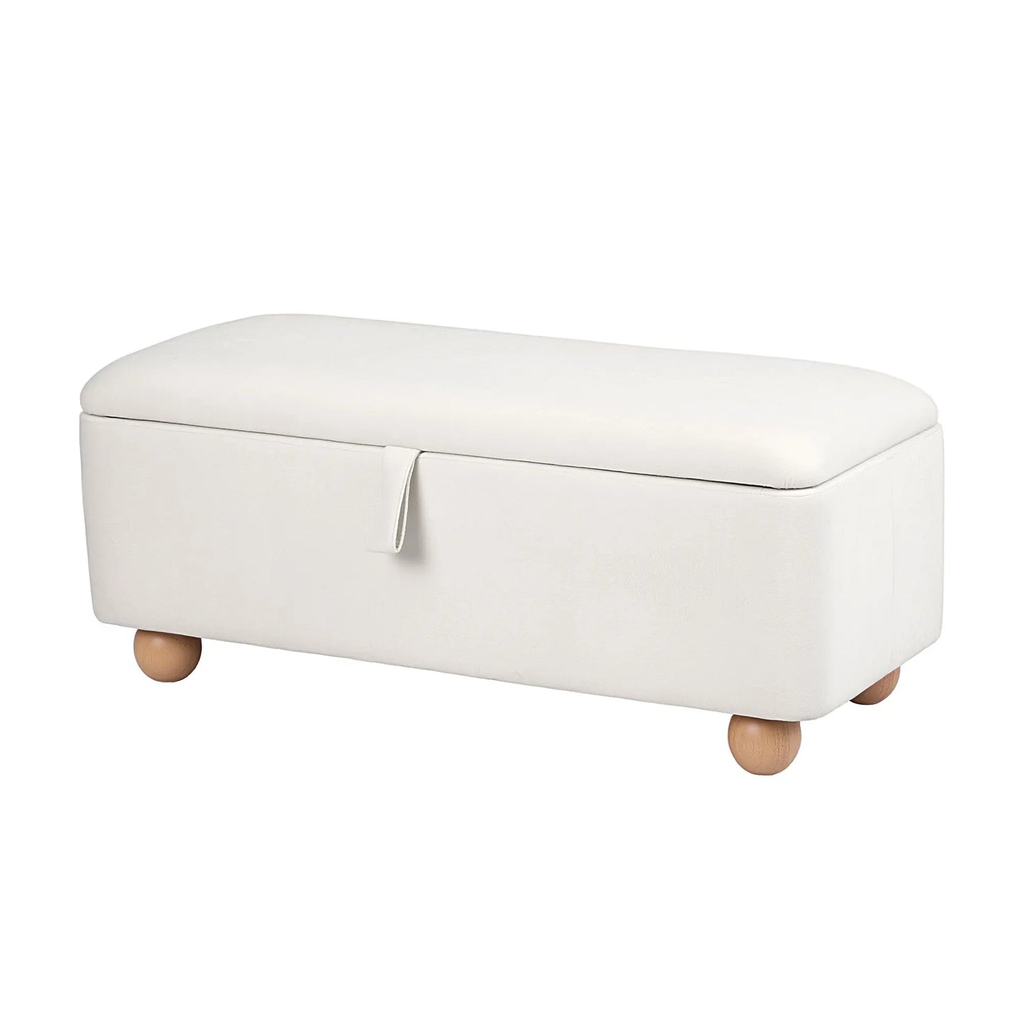 Artiss Storage Ottoman Hidden Bench Velvet Blanket Box Beige 97cm - Image 2