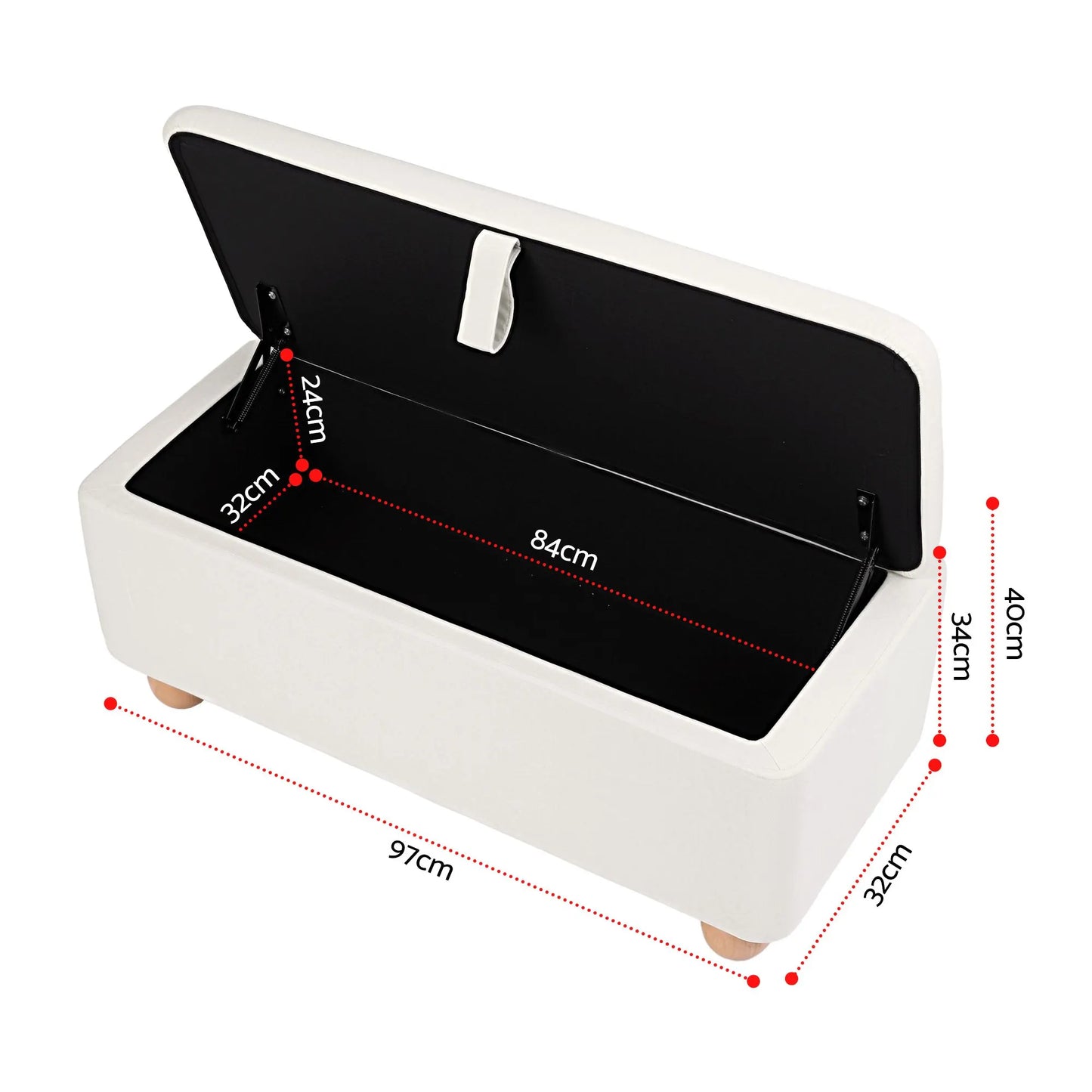 Artiss Storage Ottoman Hidden Bench Velvet Blanket Box Beige 97cm - Image 3