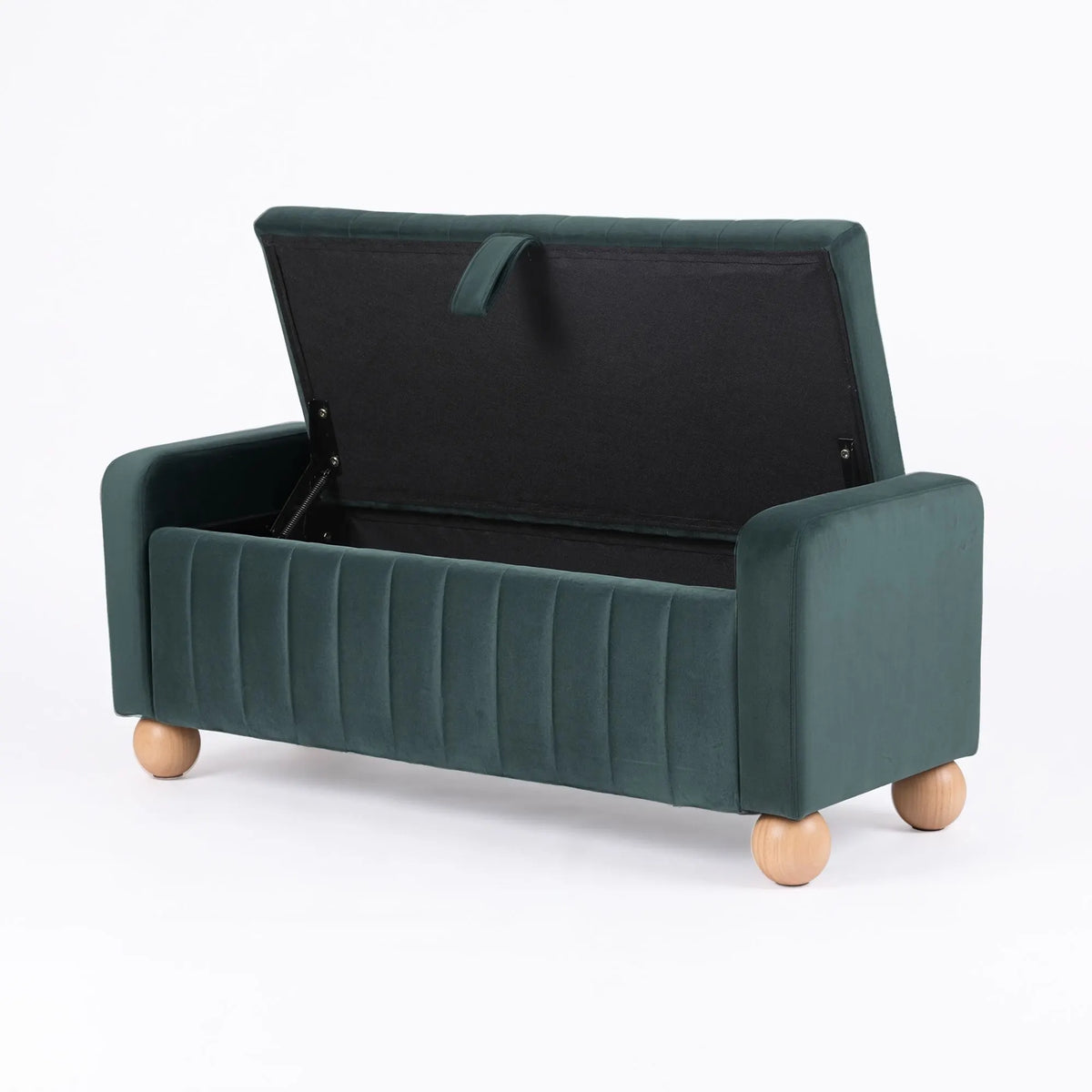 Artiss Storage Ottoman Bench Velvet Blanket Box Stool Footrest Ball Feet Green - Image 4