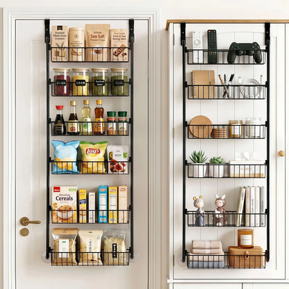 Artiss 2x Over Door Storage Pantry Organiser 6-Tier Metal Hanger Hook Black - Image 9