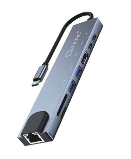 Oxhorn SuperSpeed 8-in-1 USB C to HDTV Adapter Hub 1xHDMI 4K 1xEtherne LAN 2 xUSB 3.0 Type C Type...