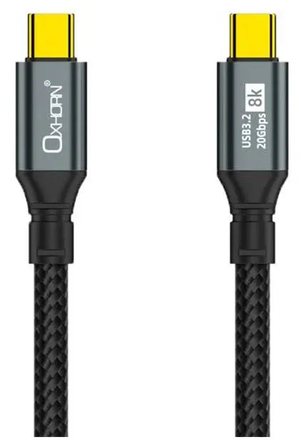 Oxhorn 2m USB-C to USB-C USB 3.2 Gen2 Braided 20Gbps 8K@60Hz 5A 20V 100W PD Fast Charging Video C...