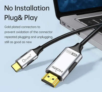 Oxhorn USB C to HDMI 2.0 2m cable 4K@60Hz Aluminum plugs black Support HDCP 1.4 HDCP 2.2 Thunderb... - Image 3