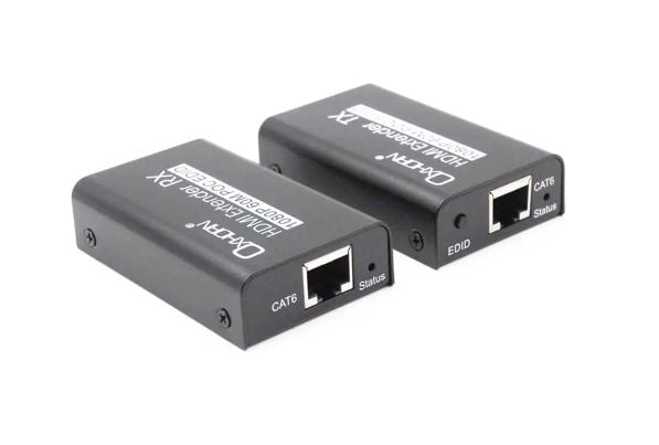 Oxhorn HDMI Extender over Ethernet 1080p HDCP 1.2 FHD up to 60m with PoE function alloy casing Bl...