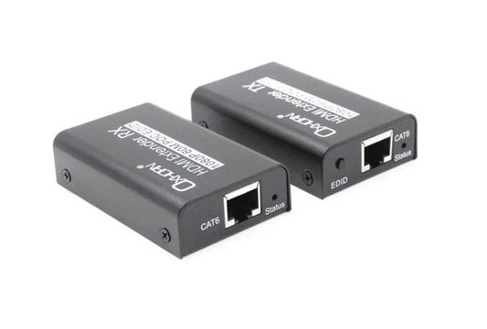 Oxhorn HDMI Extender over Ethernet 1080p HDCP 1.2 FHD up to 60m with PoE function alloy casing Bl...