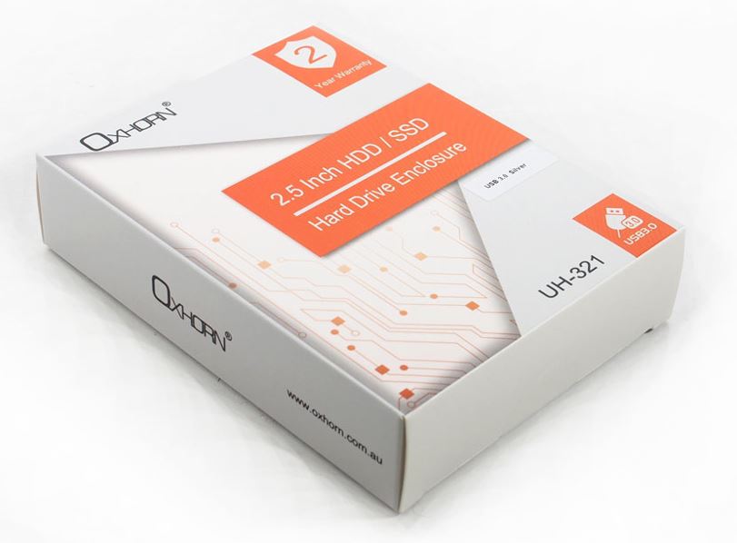 Oxhorn USB 3.0 USAP 2.5″ SATA HDD SSD Enclosure Silver USB3.0 Cable (included) 2YR WTY - Hard Dri... - Image 3