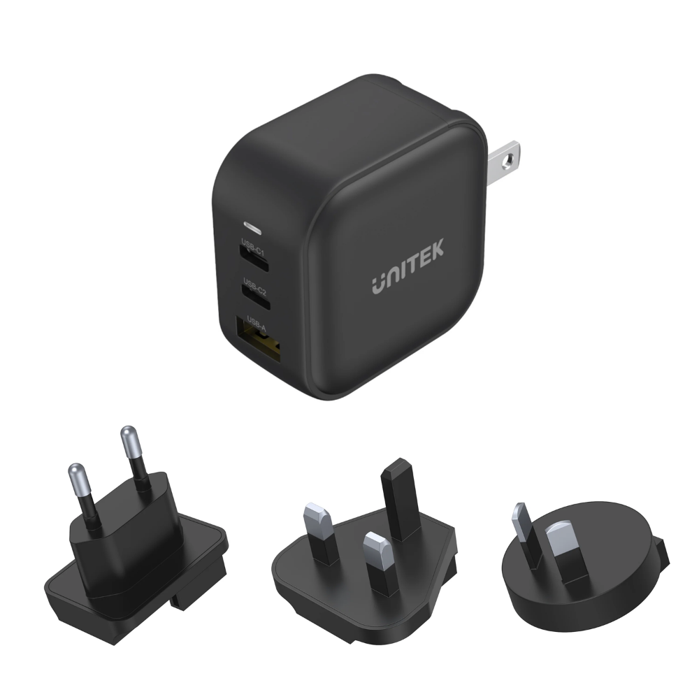 Unitek Travel Tri GaN 3 Port 66W Charger - USB Pocket Drive