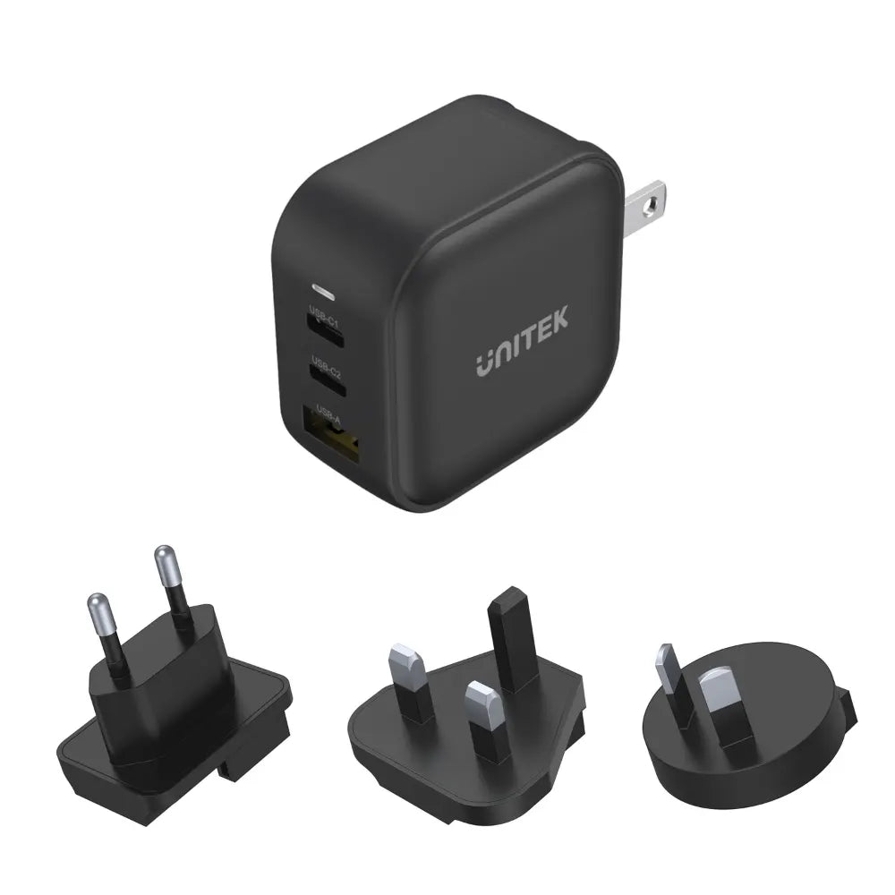Unitek Travel Tri GaN 3 Port 66W Charger - USB Pocket Drive