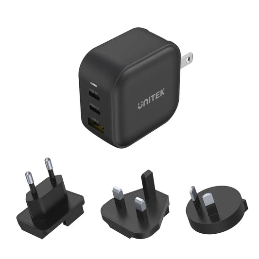Unitek Travel Tri GaN 3 Port 66W Charger - USB Pocket Drive