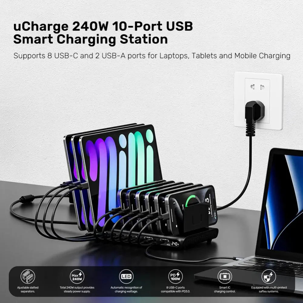 Unitek 240W 10-Port USB Smart Charging - Tablet Accessories - Image 3