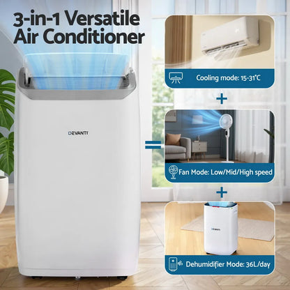 Devanti Portable Air Conditioner Dehumidifier Fan 14000BTU - Image 4