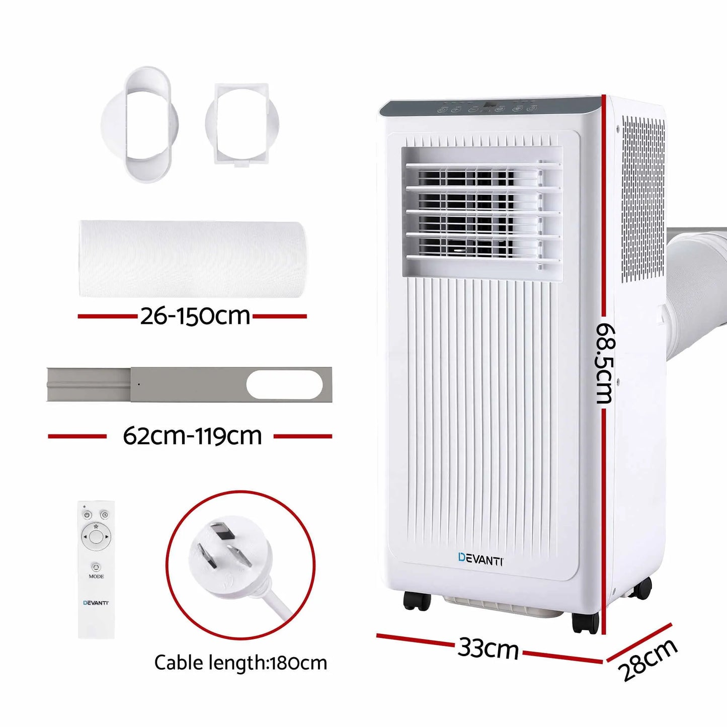 Devanti Portable Air Conditioner 5000 BTU 3-in-1 with Remote Control - Image 2