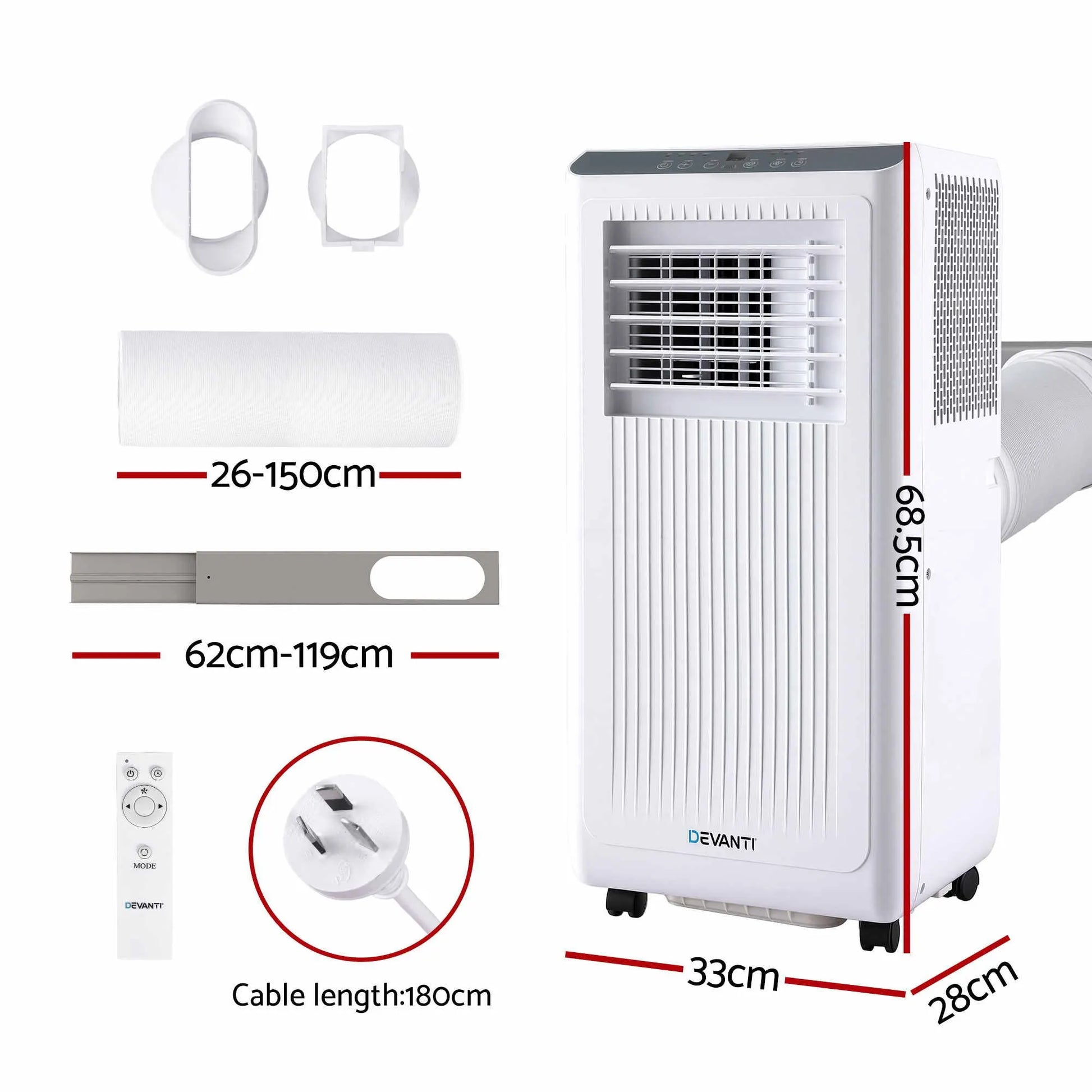 Devanti Portable Air Conditioner 5000 BTU 3-in-1 with Remote Control - Image 2