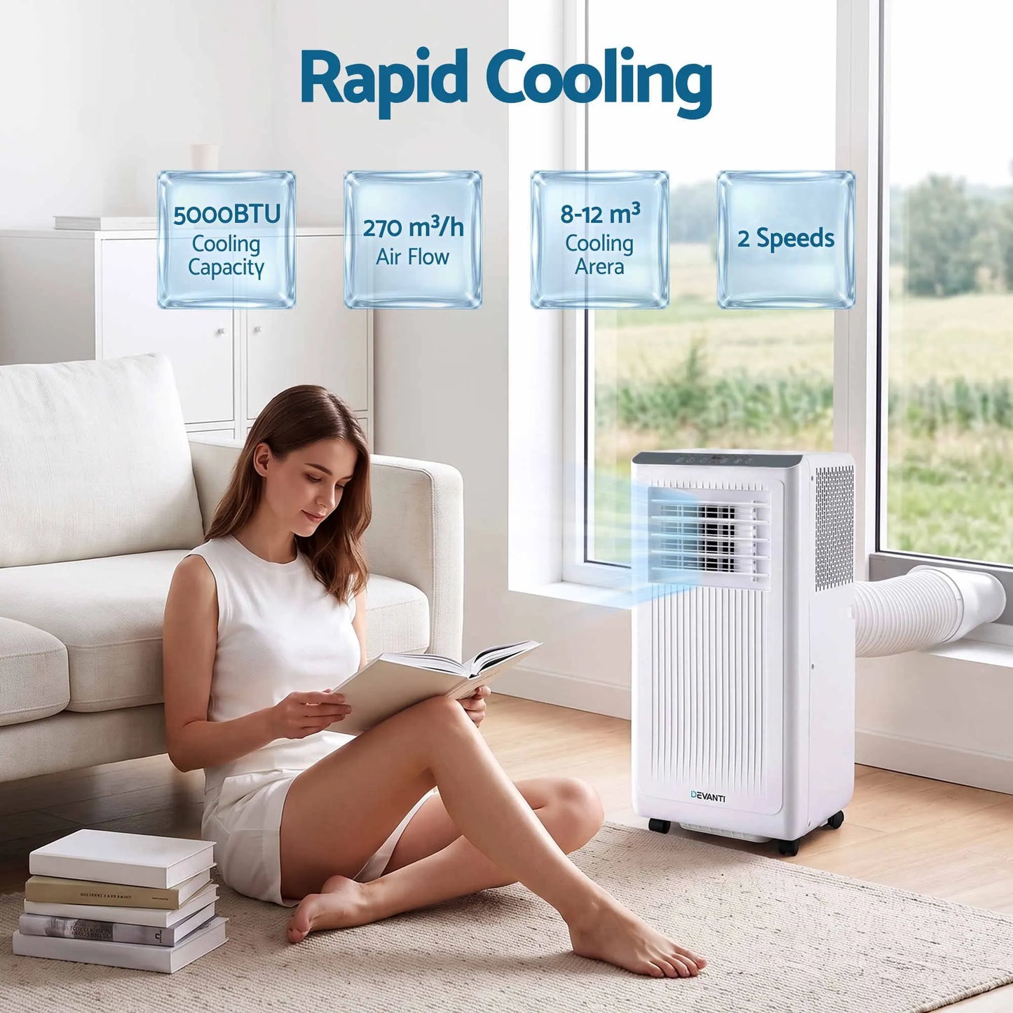 Devanti Portable Air Conditioner 5000 BTU 3-in-1 with Remote Control - Image 4