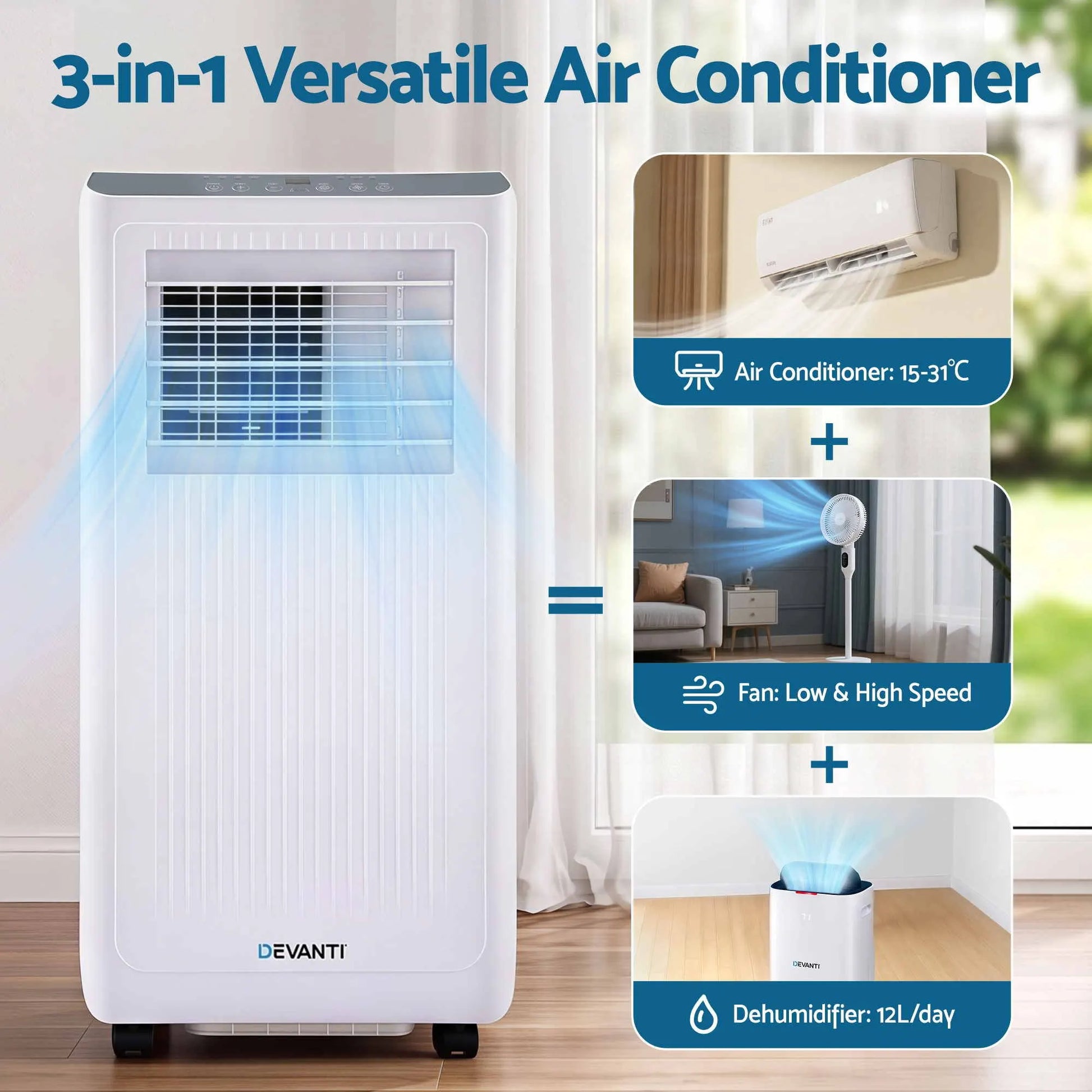 Devanti Portable Air Conditioner 5000 BTU 3-in-1 with Remote Control - Image 5