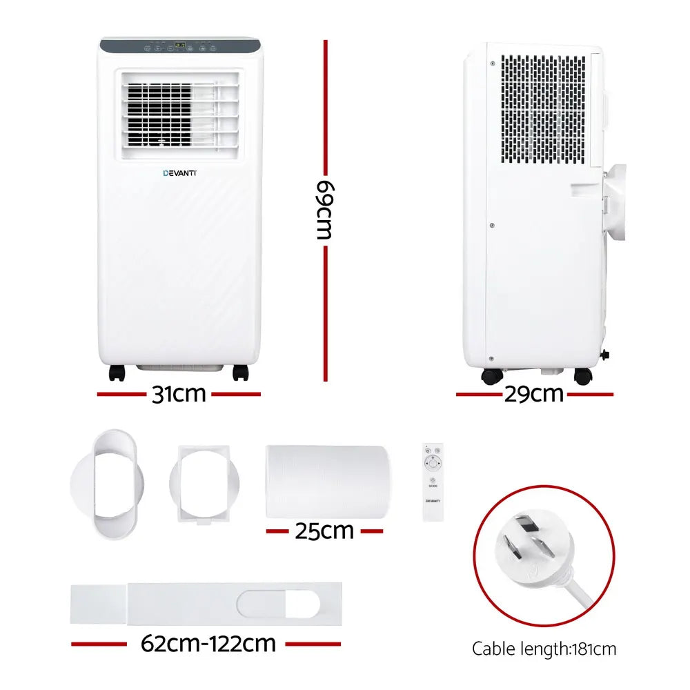 3-in-1 Devanti Portable Air Conditioner Dehumidifier Fan 7000BTU - Image 2