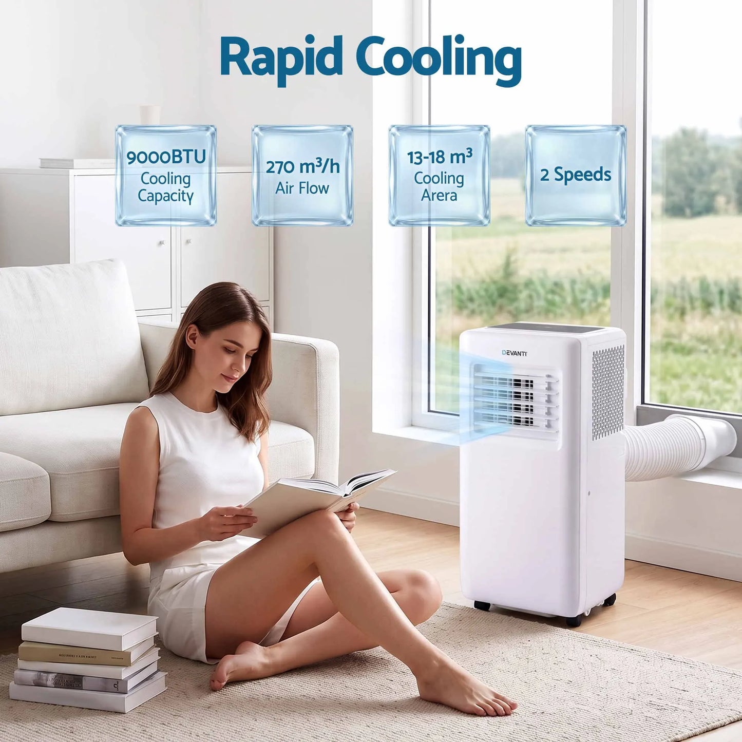 Devanti Portable Air Conditioner 9000 BTU 3-in-1 with Remote Control - Image 4