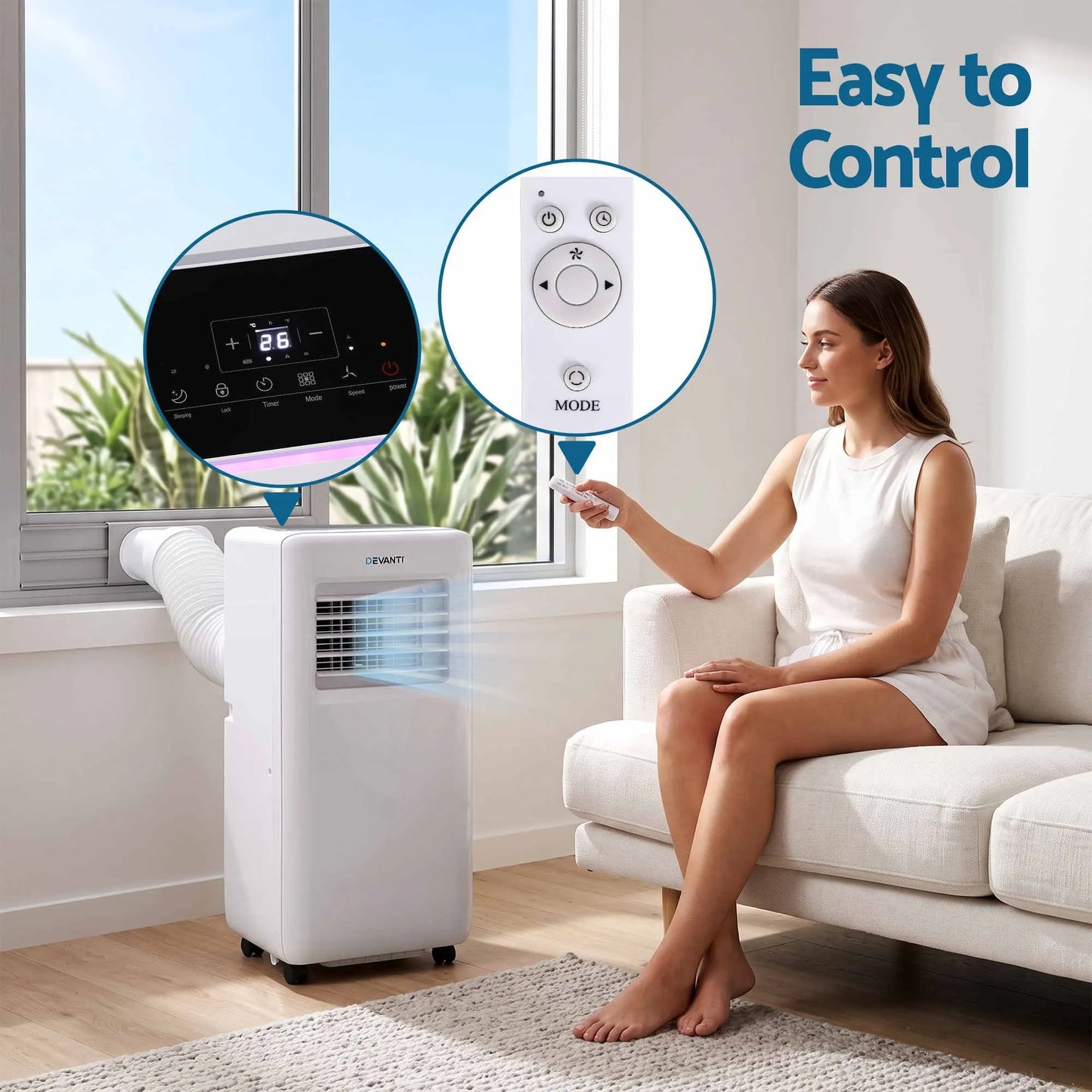 Devanti Portable Air Conditioner 9000 BTU 3-in-1 with Remote Control - Image 7