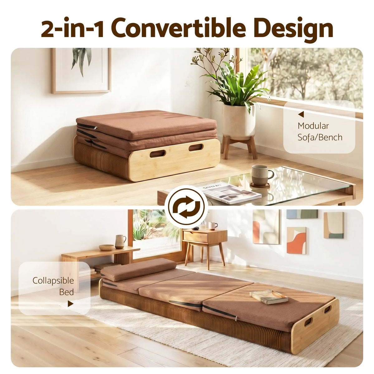 Artiss Folding Kraft Paper Bed Frame with Mattress and Pillow 300kg Capacity 200x60cm - Image 4