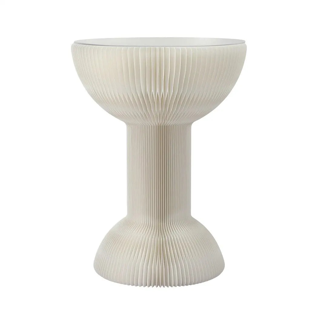 Artiss Paper End Table Honeycomb Coffee Table Foldable Round Bedside Side Table White 40x55cm - Image 4