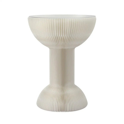 Artiss Paper End Table Honeycomb Coffee Table Foldable Round Bedside Side Table White 40x55cm - Image 4