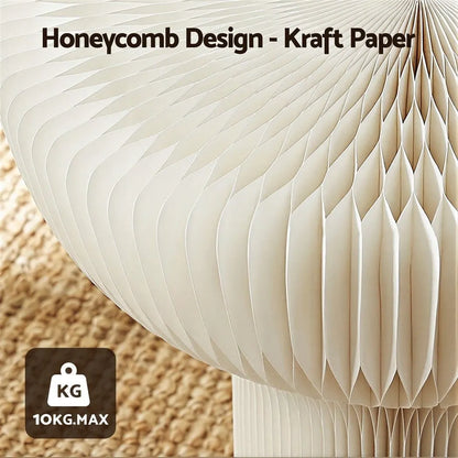 Artiss Paper End Table Honeycomb Coffee Table Foldable Round Bedside Side Table White 40x55cm - Image 5